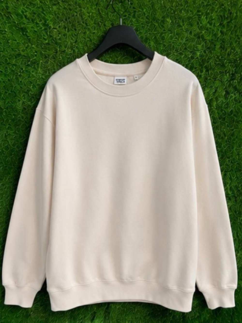 Men's Neutral Cream Crewneck Sweater - Minimal Everyday Layer